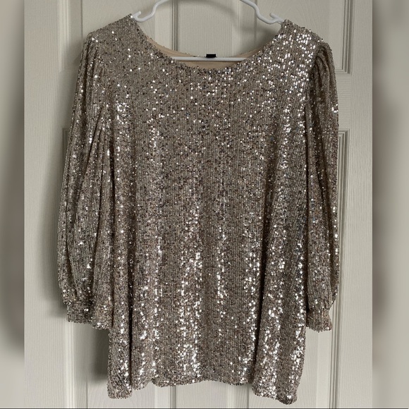 Cable & Gauge Tops - Cable & Gauge Sequin Bell Sleeve Blouse